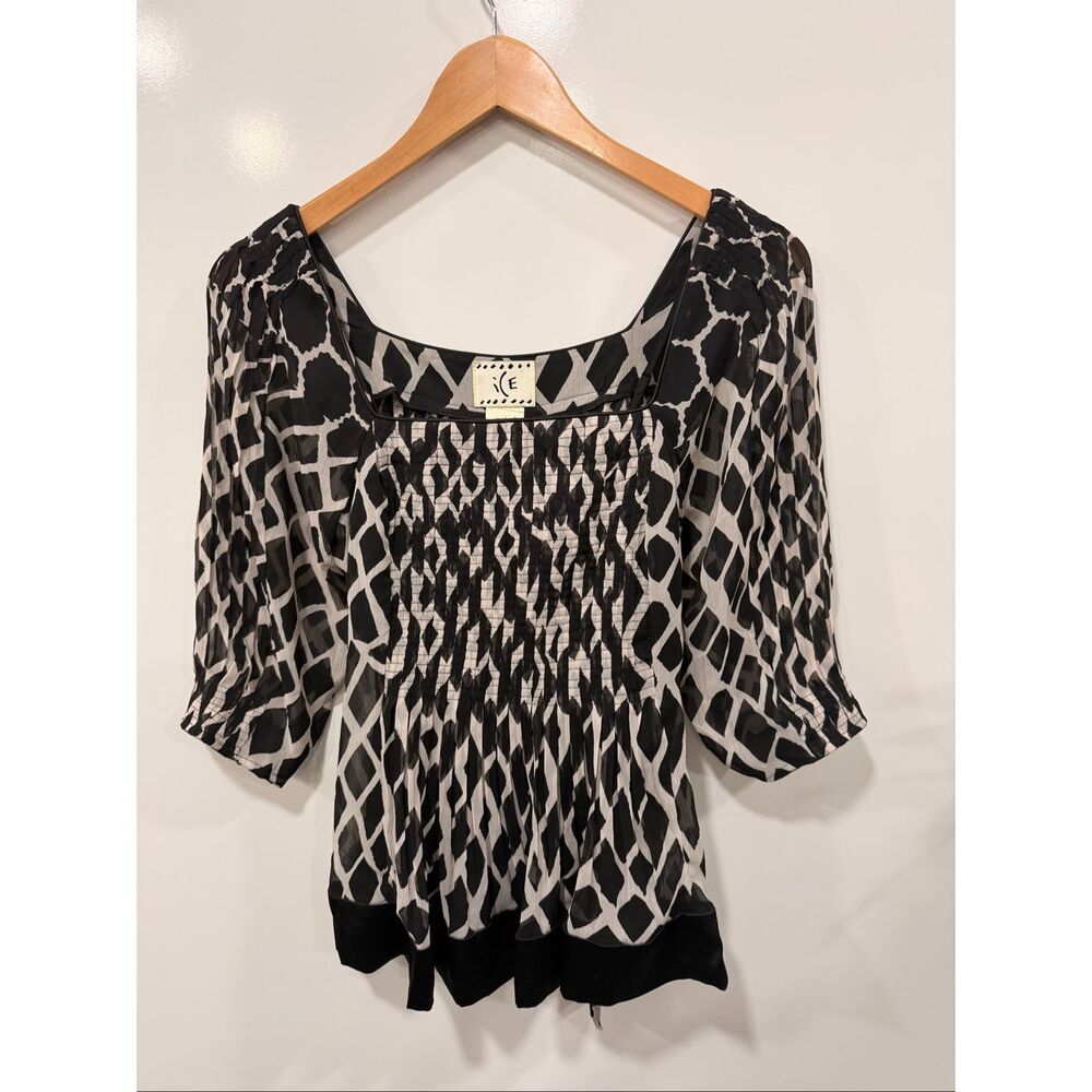 ICE Vintage Geo Print Blouse Smocked Cami S